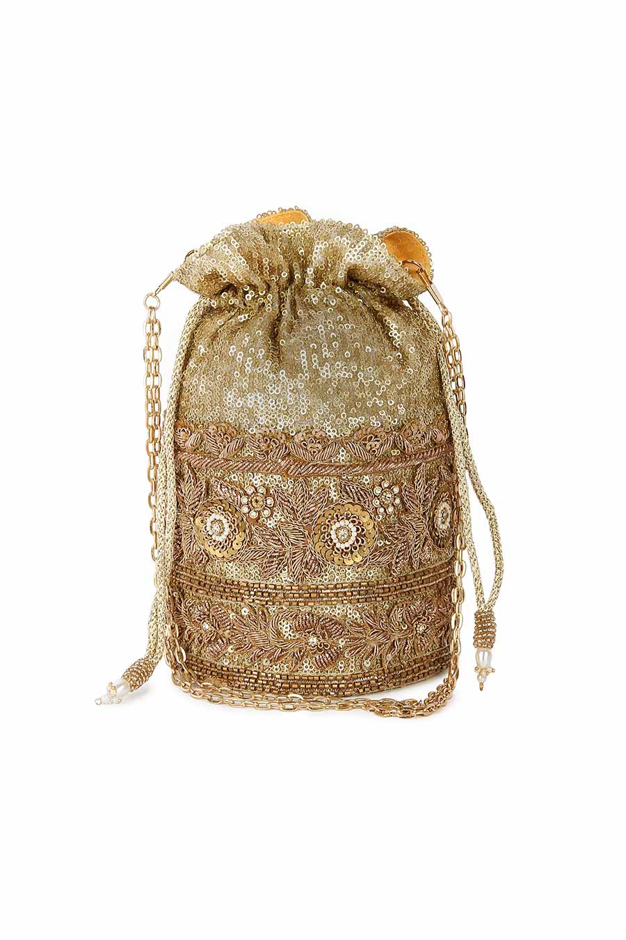 Gold Baliyey Sequins Embroidered Potli