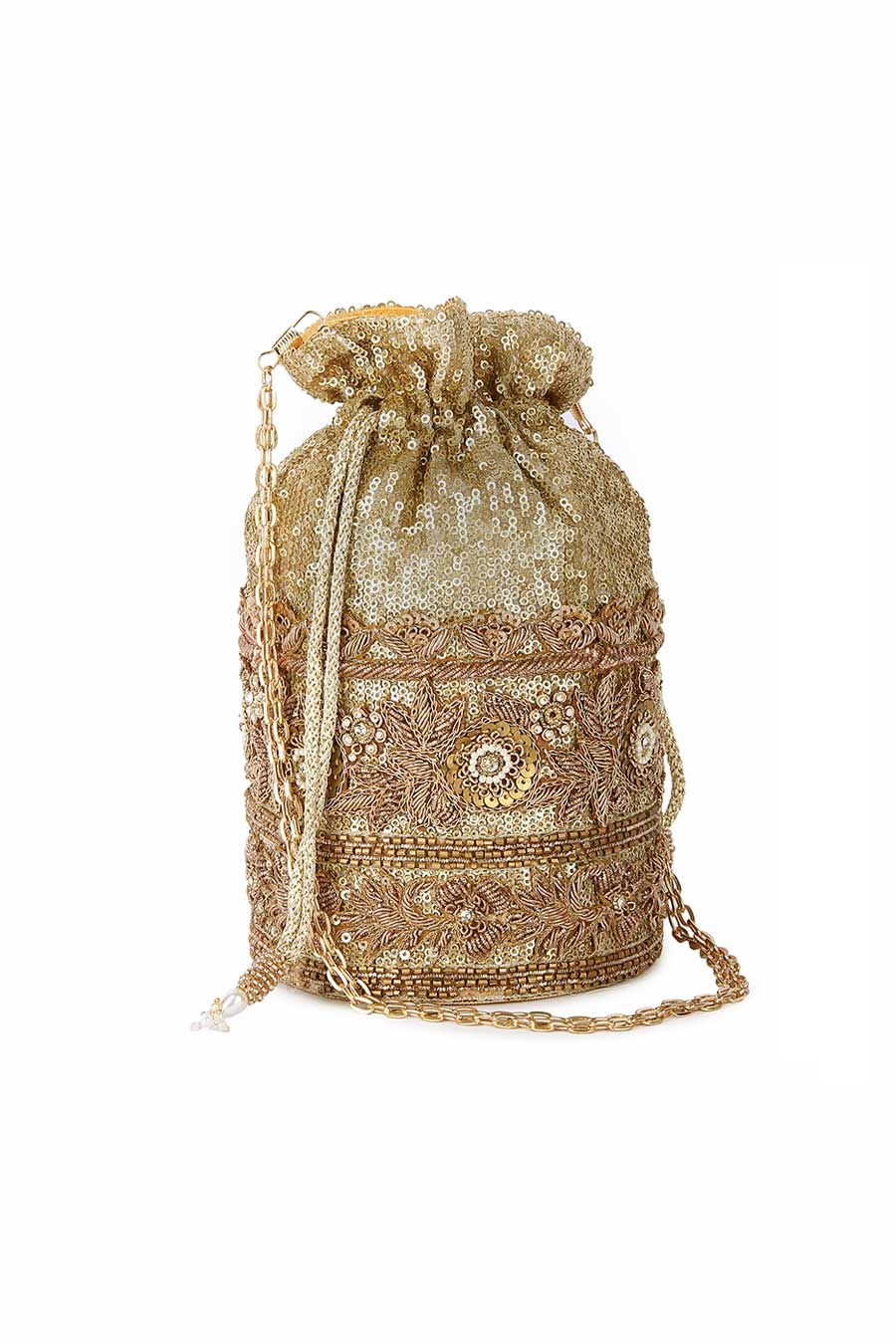 Gold Baliyey Sequins Embroidered Potli