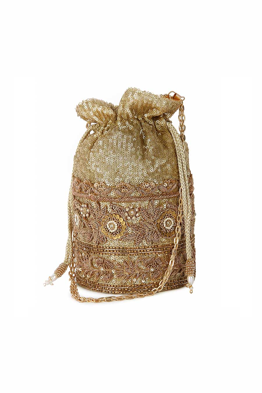 Gold Baliyey Sequins Embroidered Potli