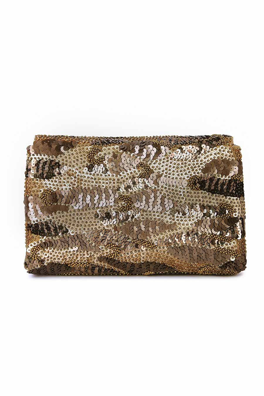 Gold Eelina Zing Sequins Embroidered Clutch
