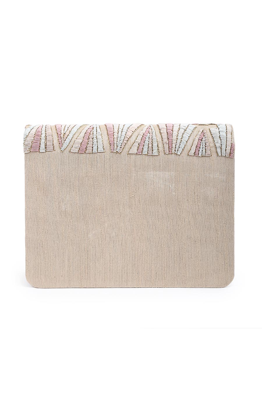 Beige Hand-Embroidered Clutch