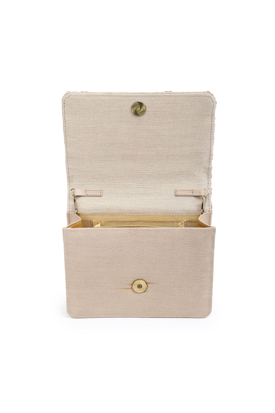 Beige Hand-Embroidered Clutch