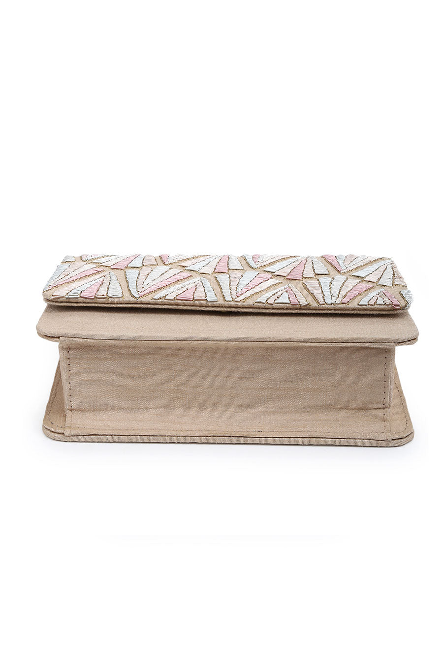 Beige Hand-Embroidered Clutch