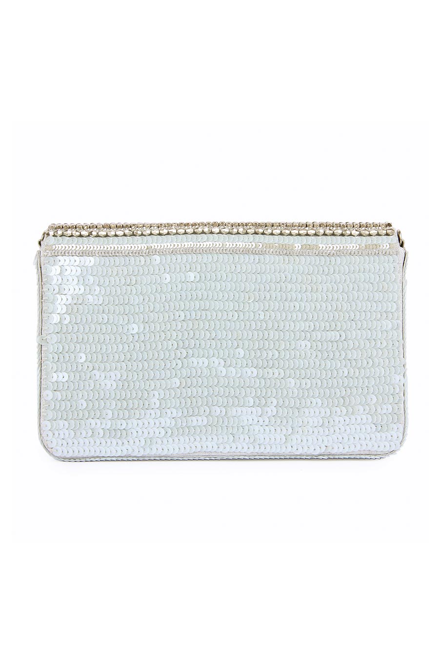 White Shaiza Hand-Embroidered Clutch