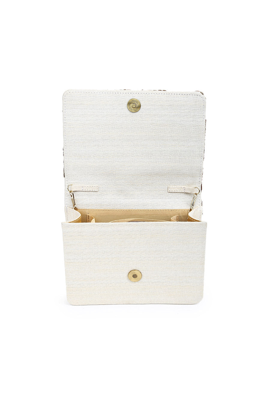 Off-White Embroidered Clutch