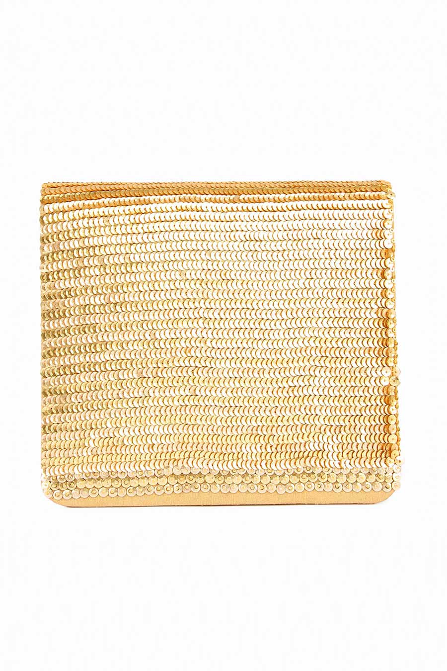 Gold Sheeny Hand-Embroidered Clutch