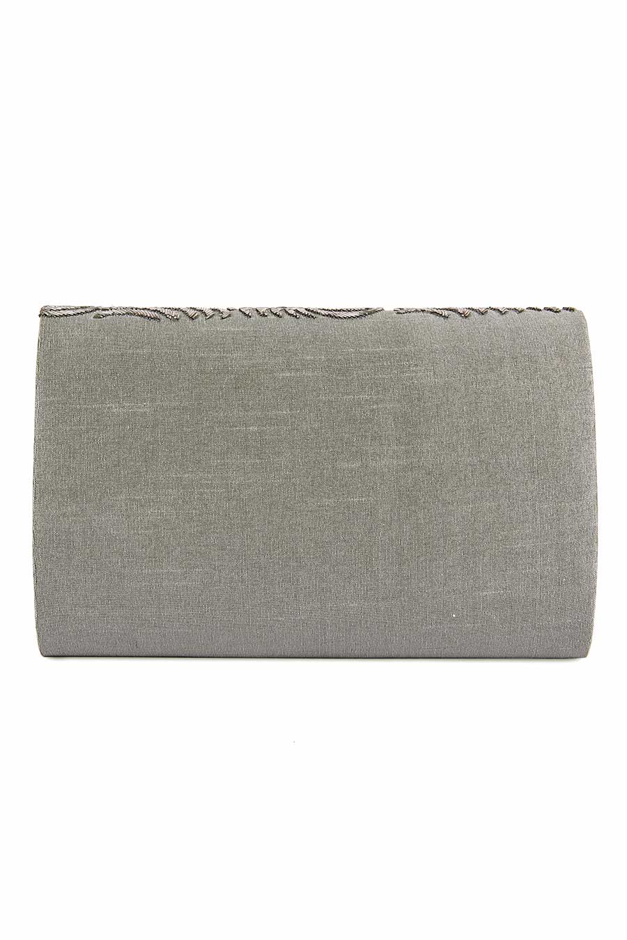Grey Shitaara Hand-Embroidered Clutch