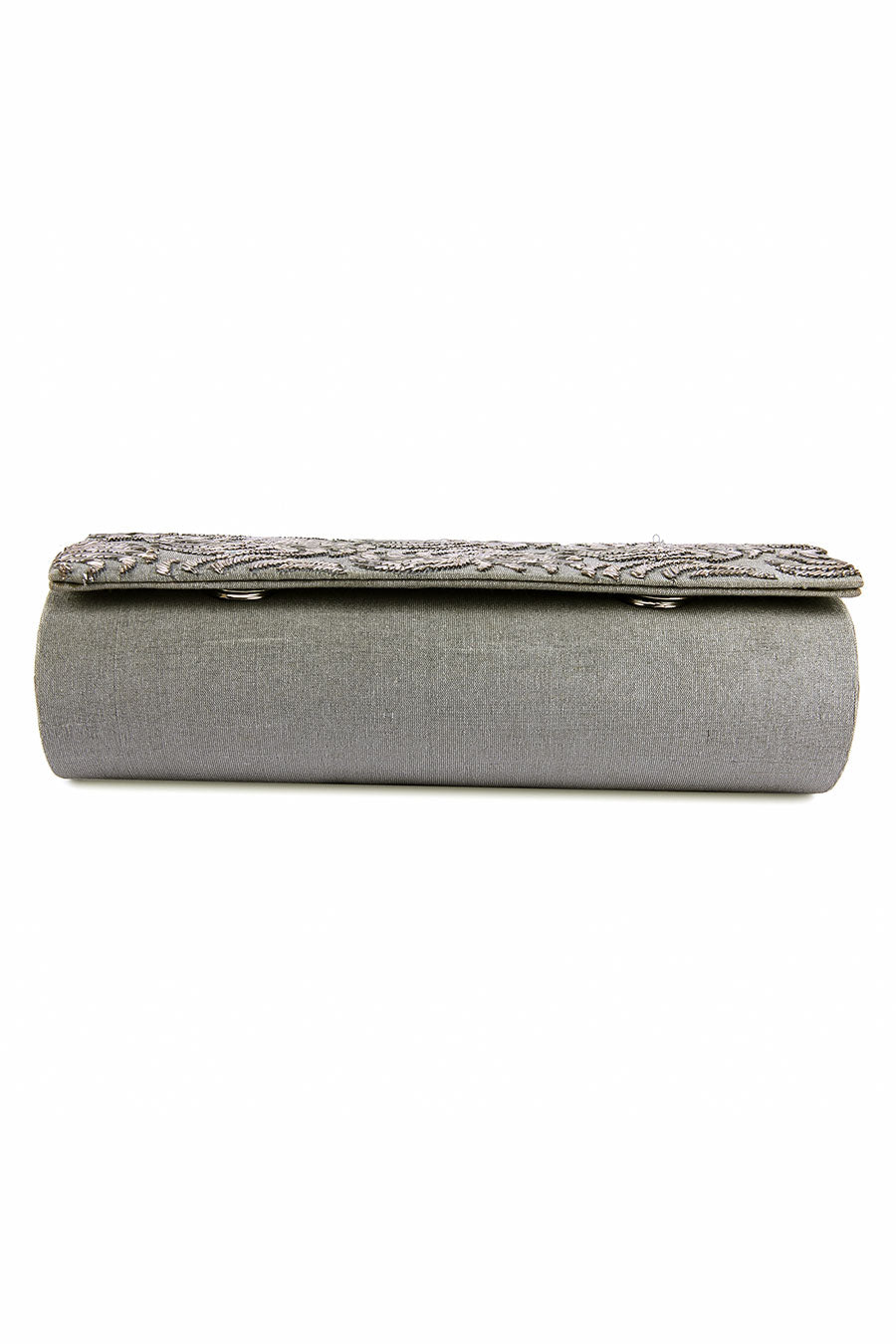Grey Shitaara Hand-Embroidered Clutch