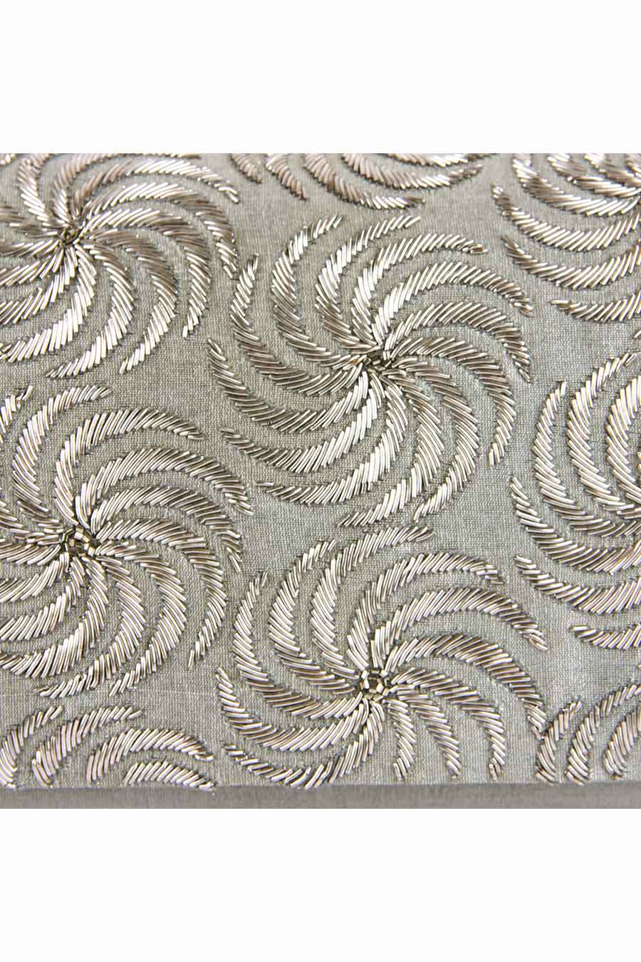 Grey Shitaara Hand-Embroidered Clutch