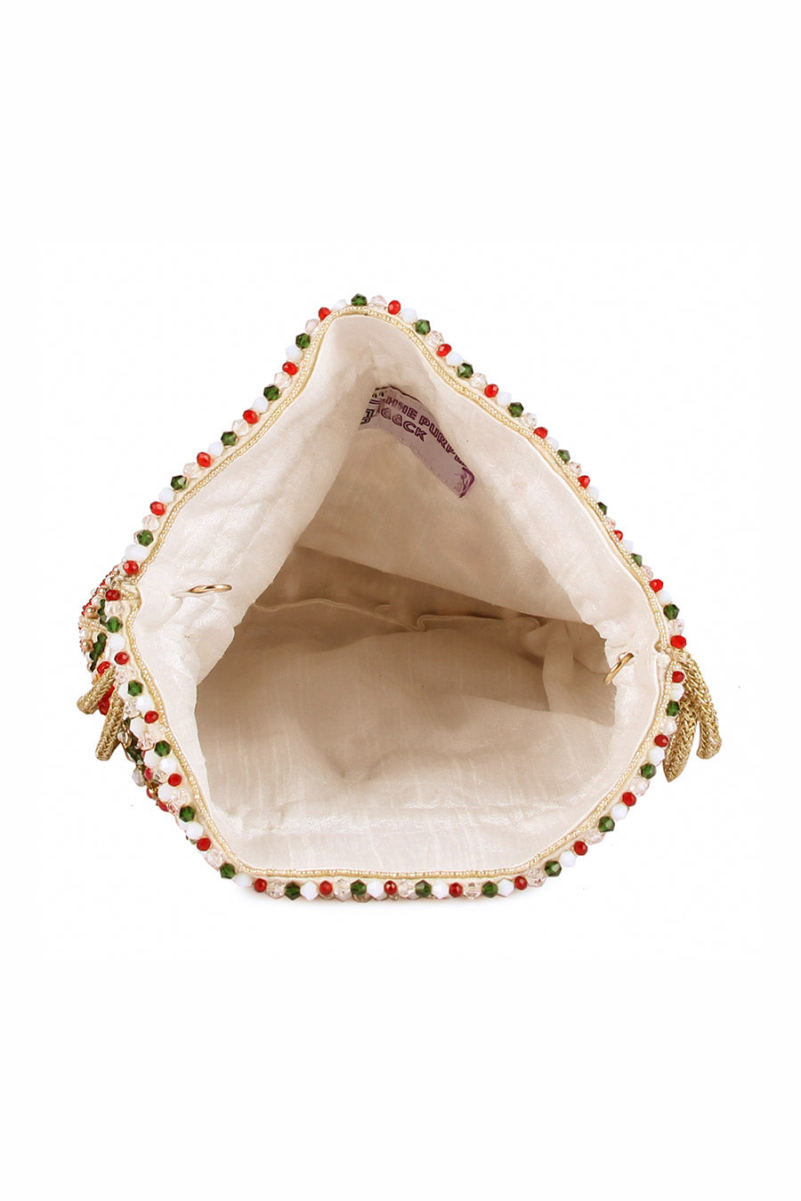 White Peacock Kundan Embroidered Potli