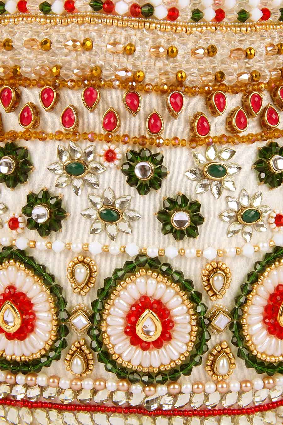 White Peacock Kundan Embroidered Potli