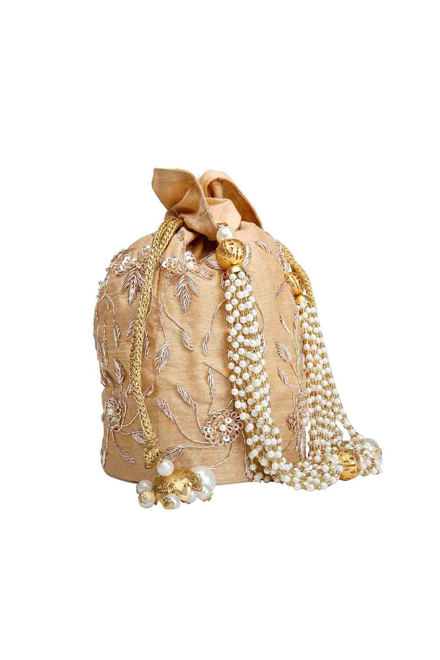 Beige Gulbahaar Hand-Embroidered Potli