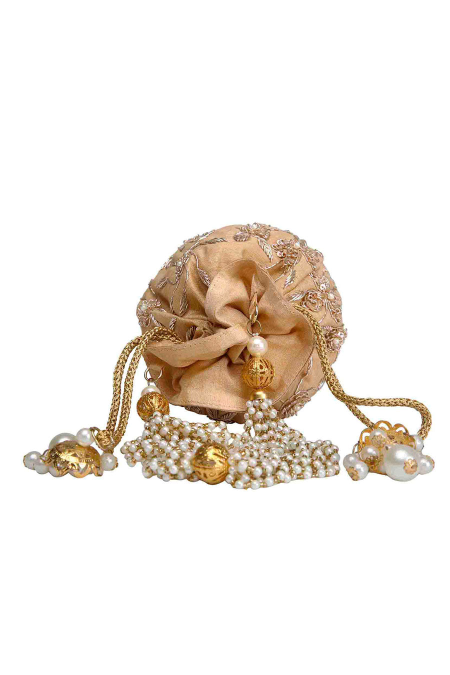 Beige Gulbahaar Hand-Embroidered Potli