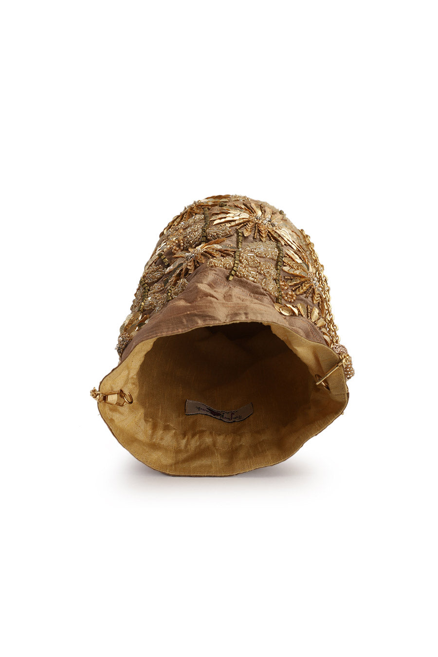 Brown Kaapi Flower Hand-Embroidered Potli