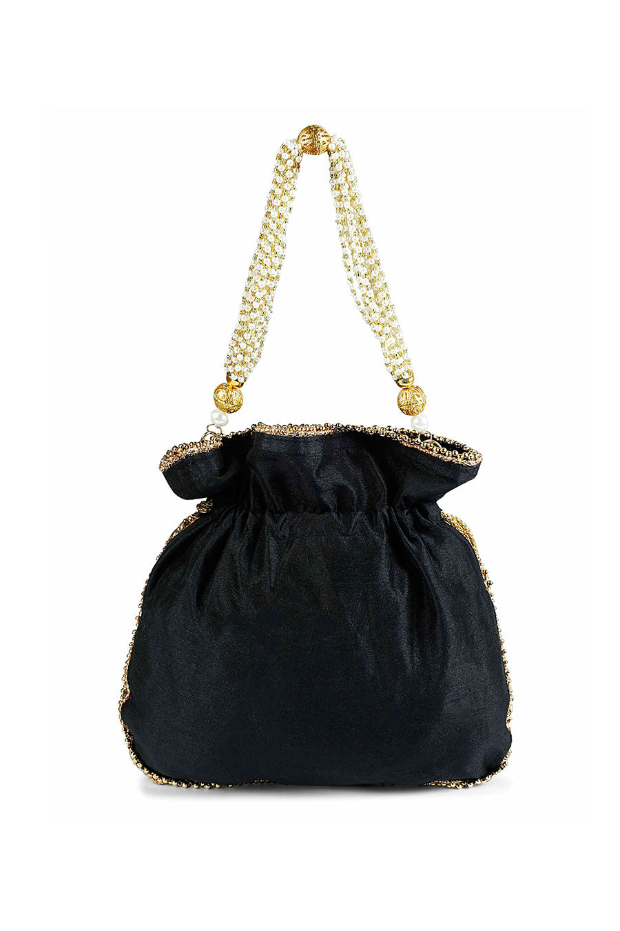 Black Zardosi Hand-Embroidered Potli
