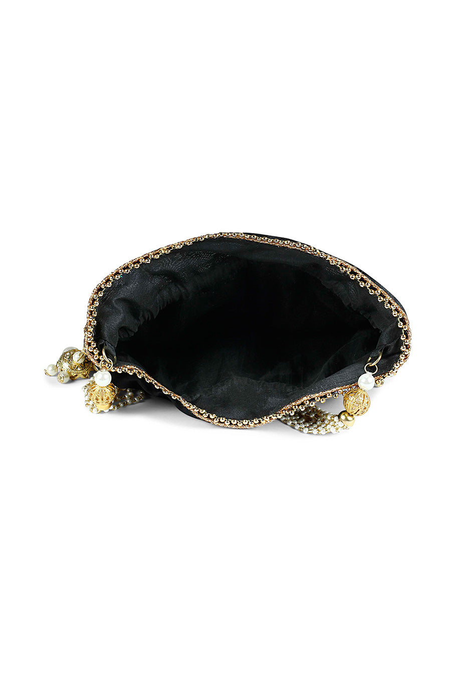Black Zardosi Hand-Embroidered Potli