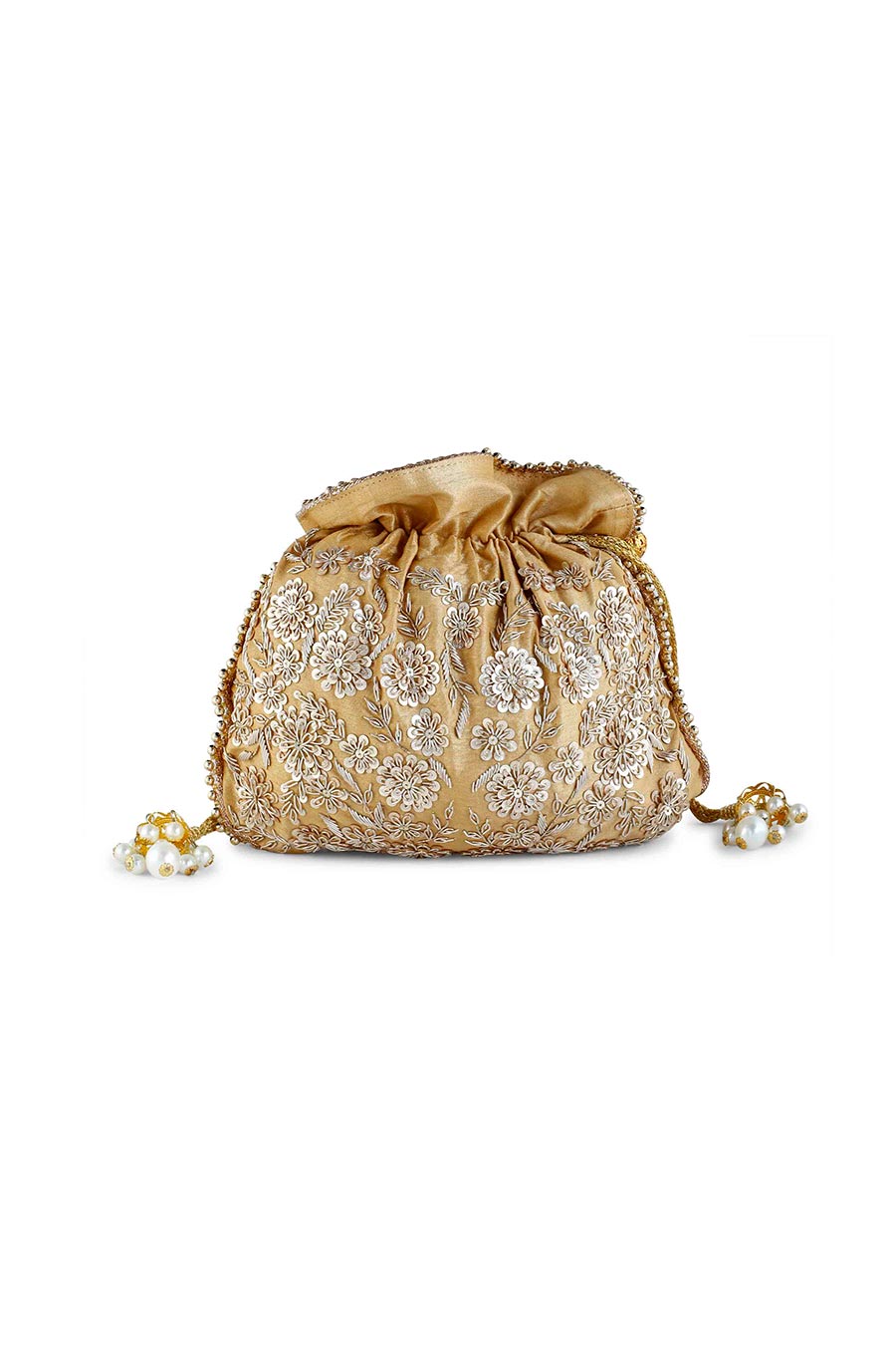 Gold Hand-Embroidered Potli