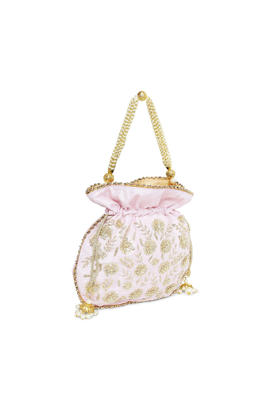 Light Pink Hand-Embroidered Potli