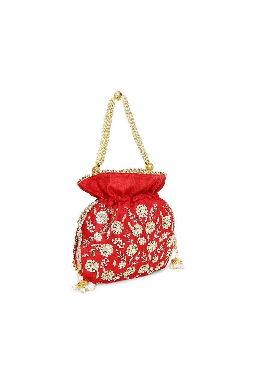 Red Beauty Hand-Embroidered Potli