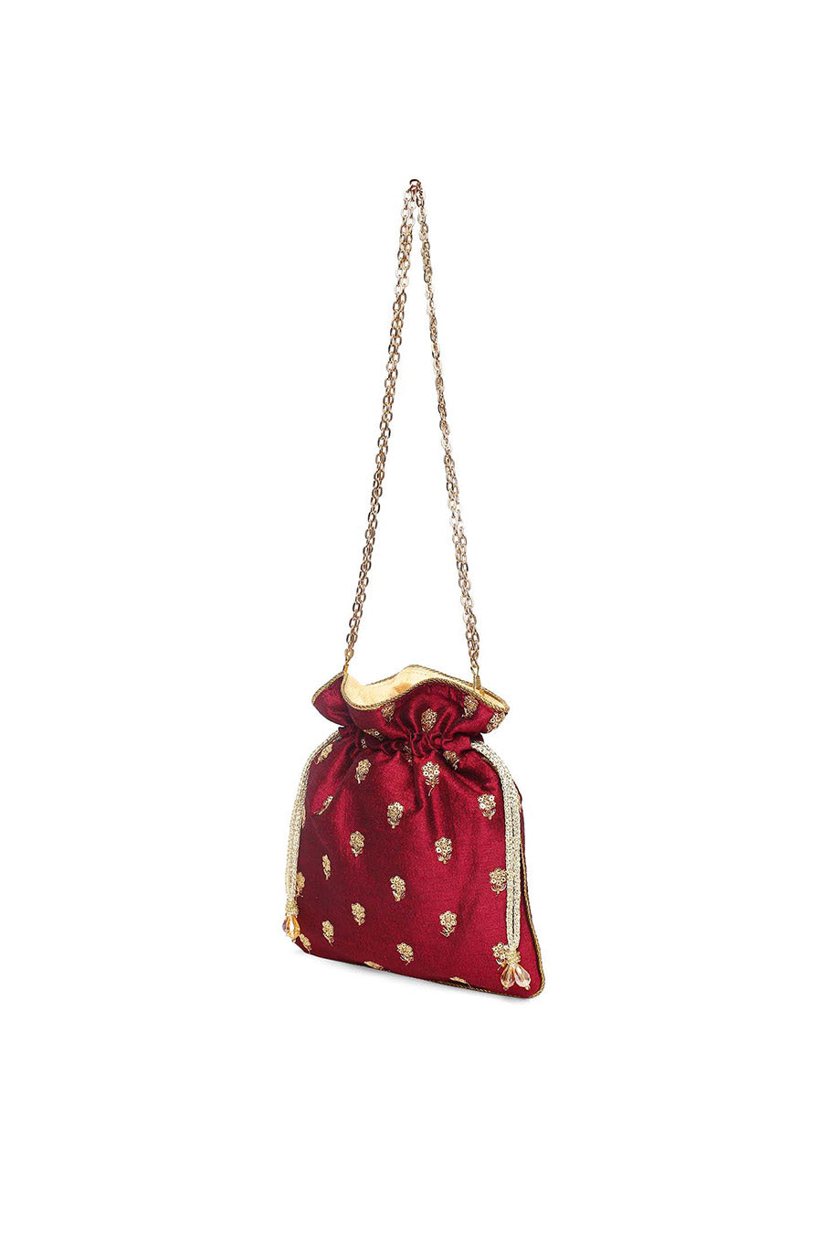 Rust Hand-Embroidered Potli