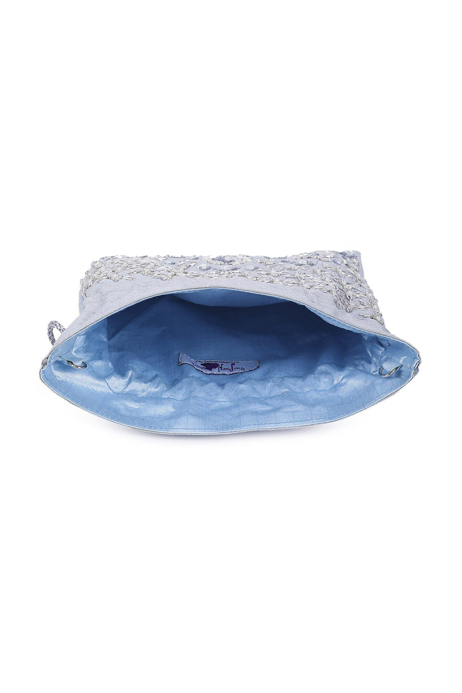 Light Blue Bedazzle Hand-Embroidered Potli