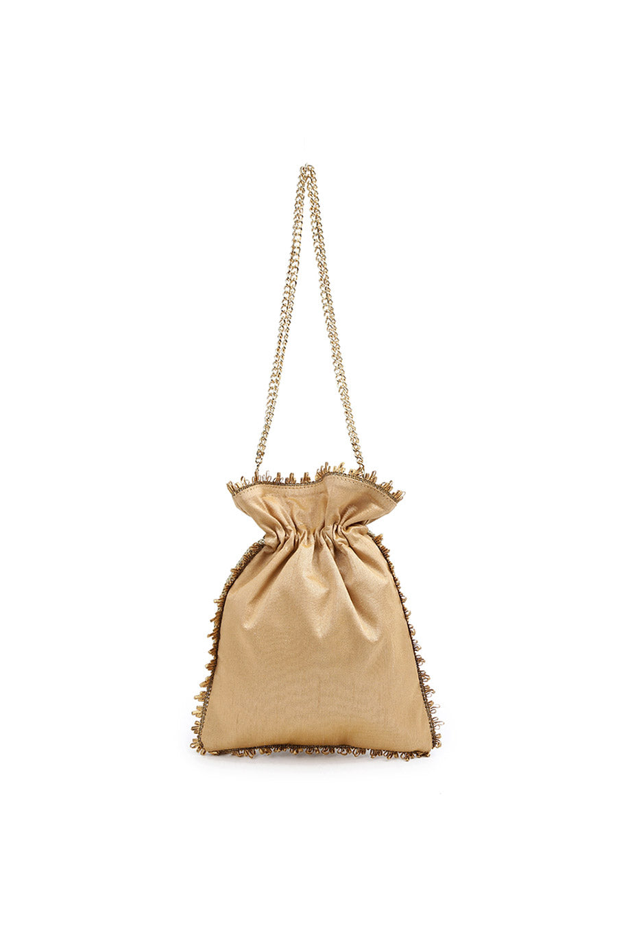 Gold Dainty Hand-Embroidered Potli