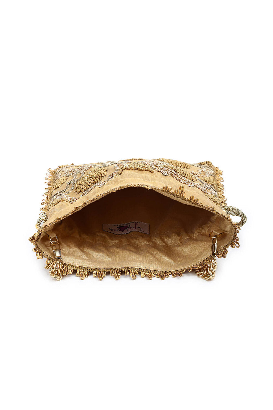 Gold Dainty Hand-Embroidered Potli