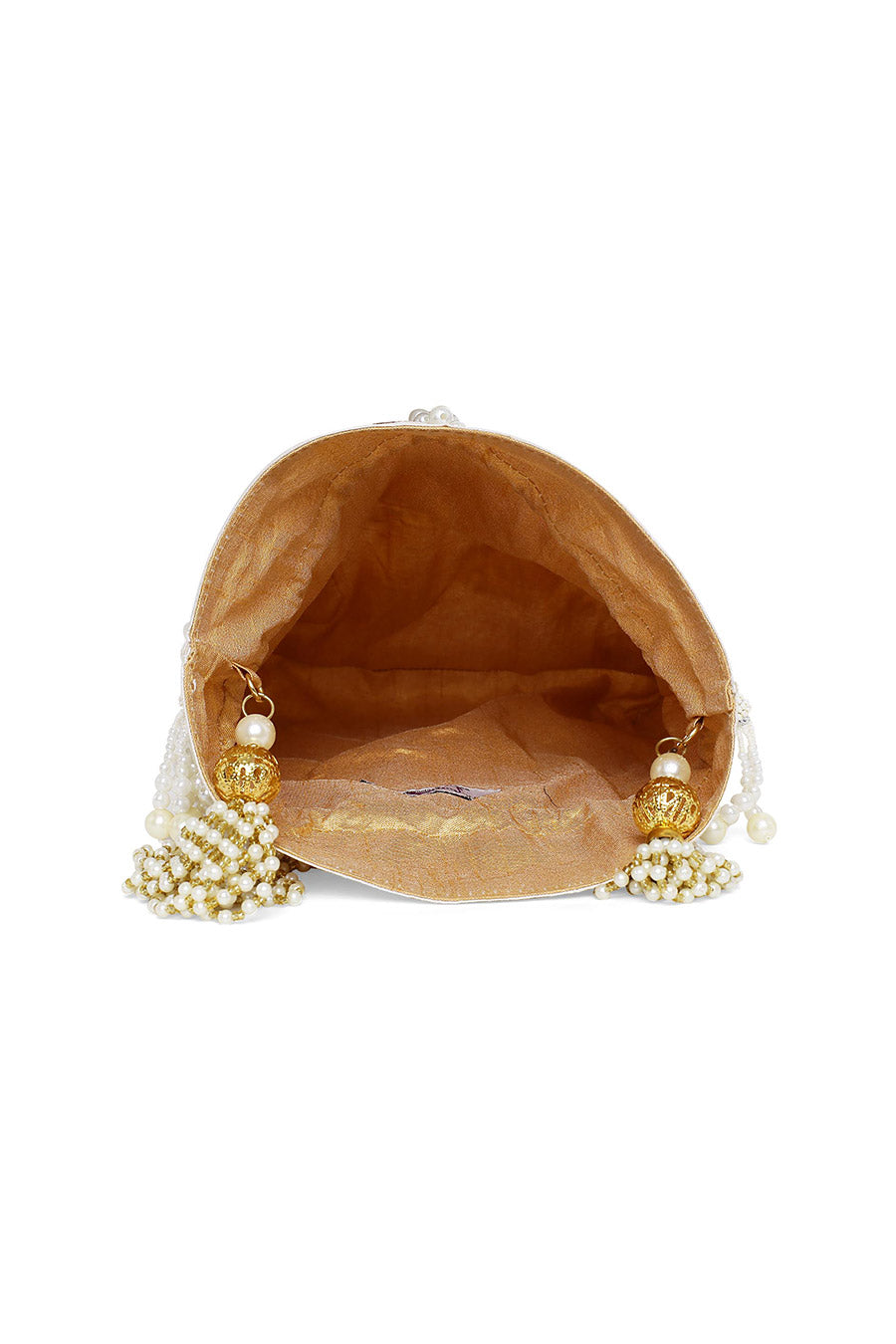 White Pearl Hand-Embroidered Potli