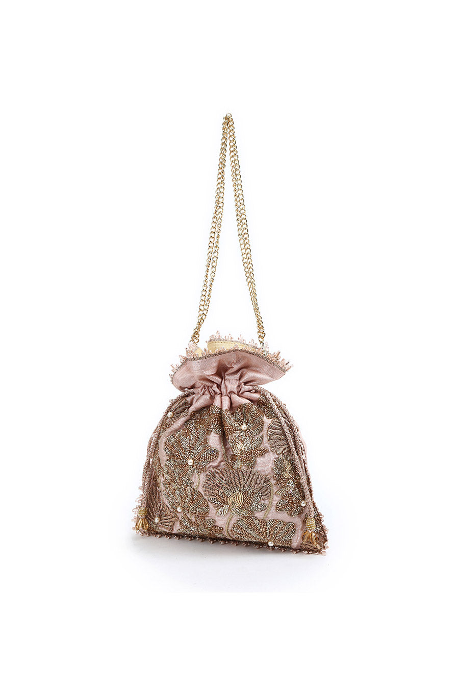 Light Pink Hand-Embroidered Potli