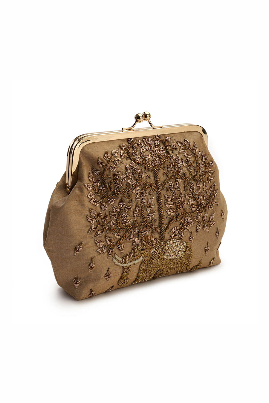 Gold Elephanta Batua Hand-Embroidered Clutch
