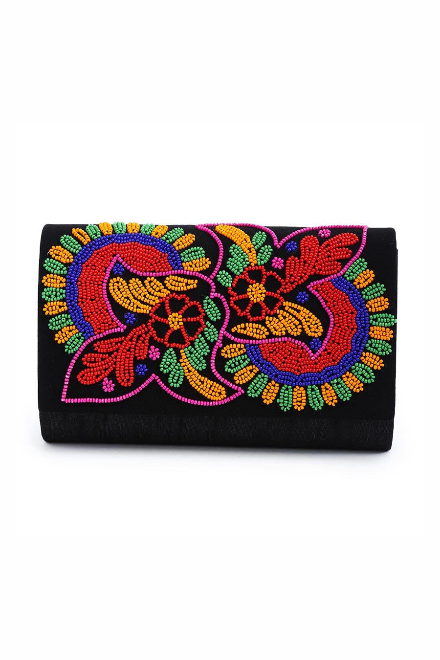 Multicolour Floral Beaded Envelope Clutch