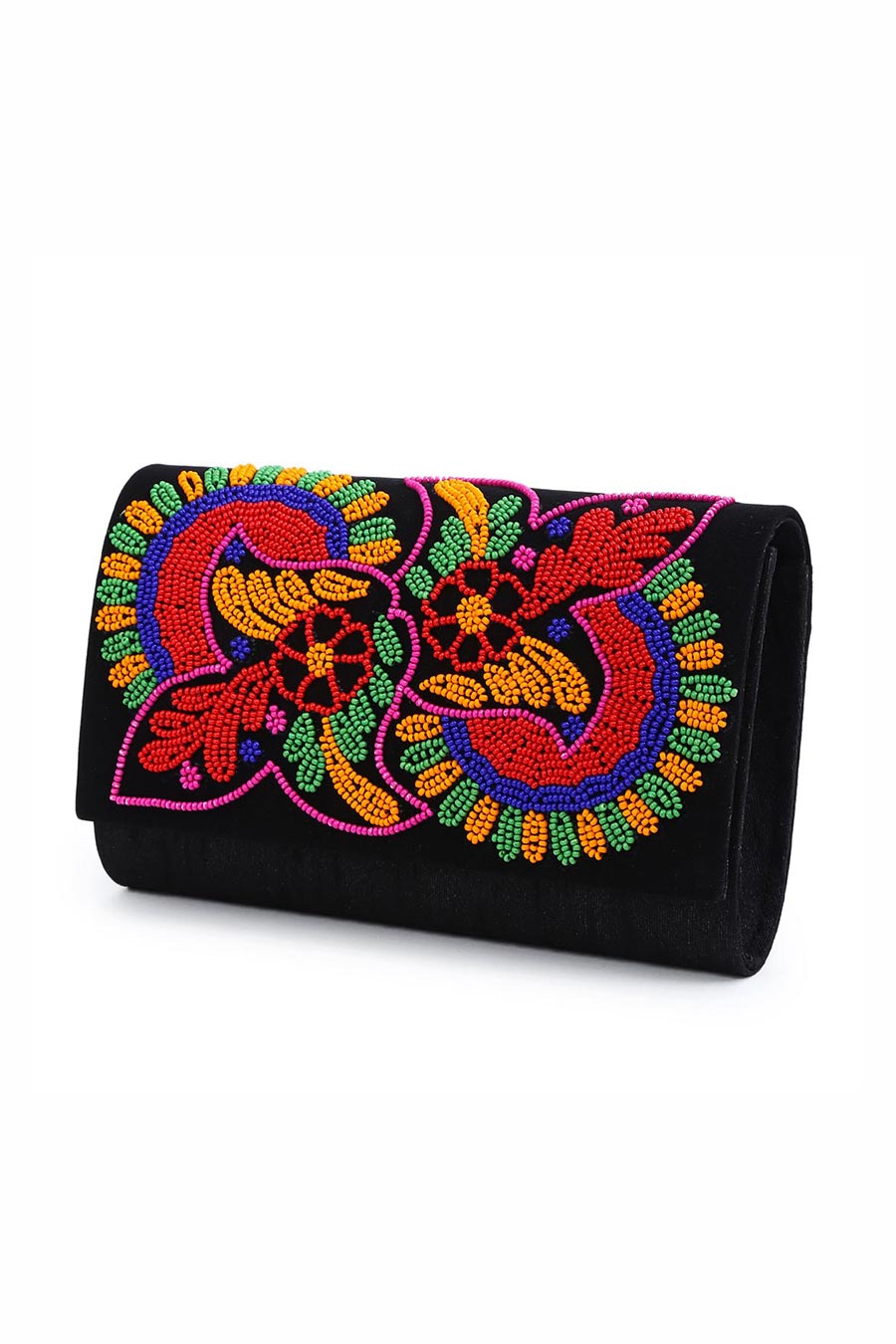 Multicolour Floral Beaded Envelope Clutch
