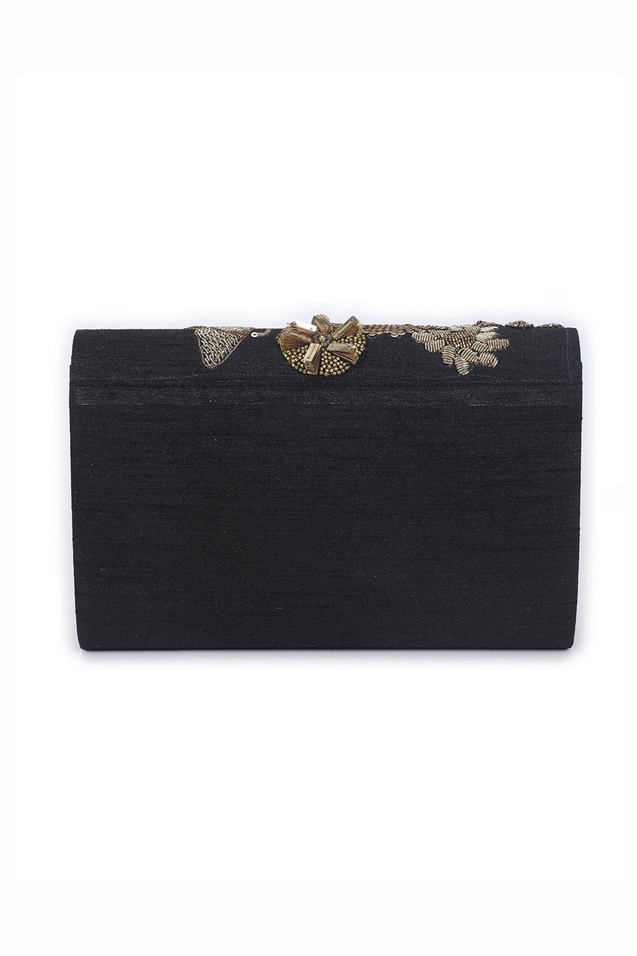 Black Hand-Embroidered Clutch