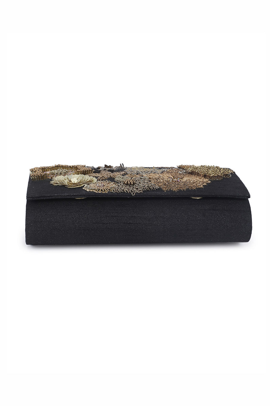 Black Hand-Embroidered Clutch