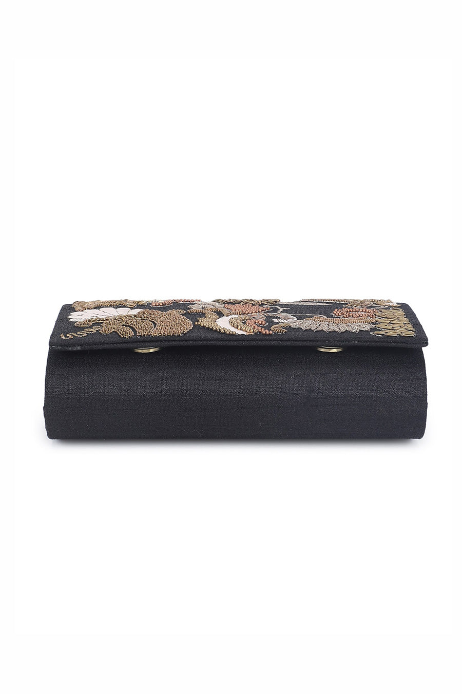 Black Mughal Empress Hand-Embroidered Clutch