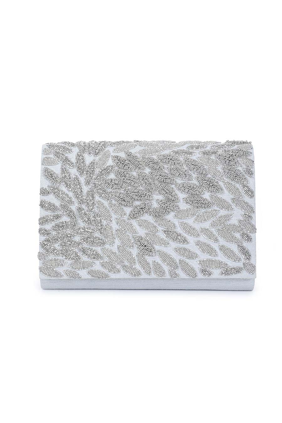 Silver Sizzle Hand-Embroidered Clutch