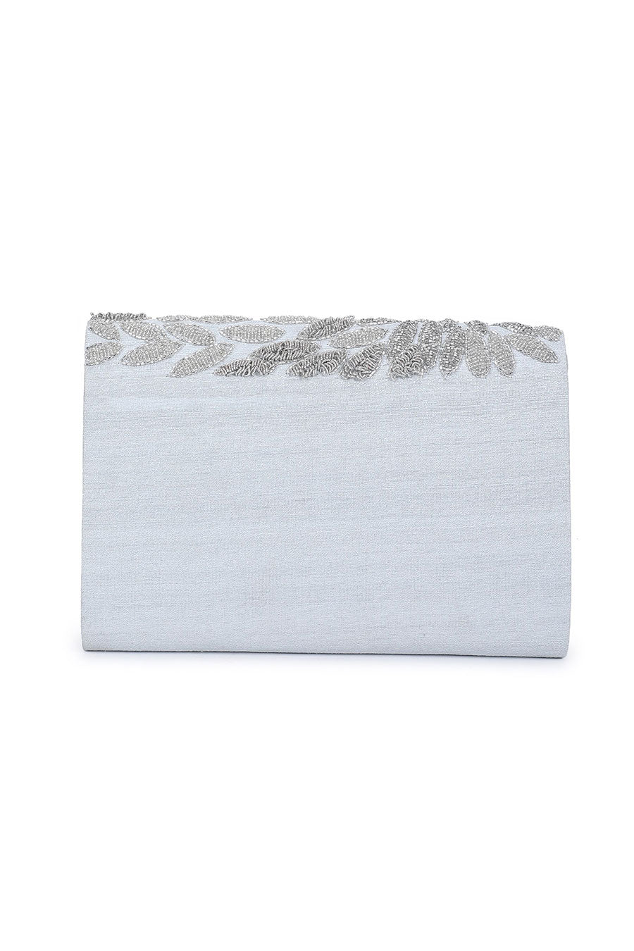 Silver Sizzle Hand-Embroidered Clutch