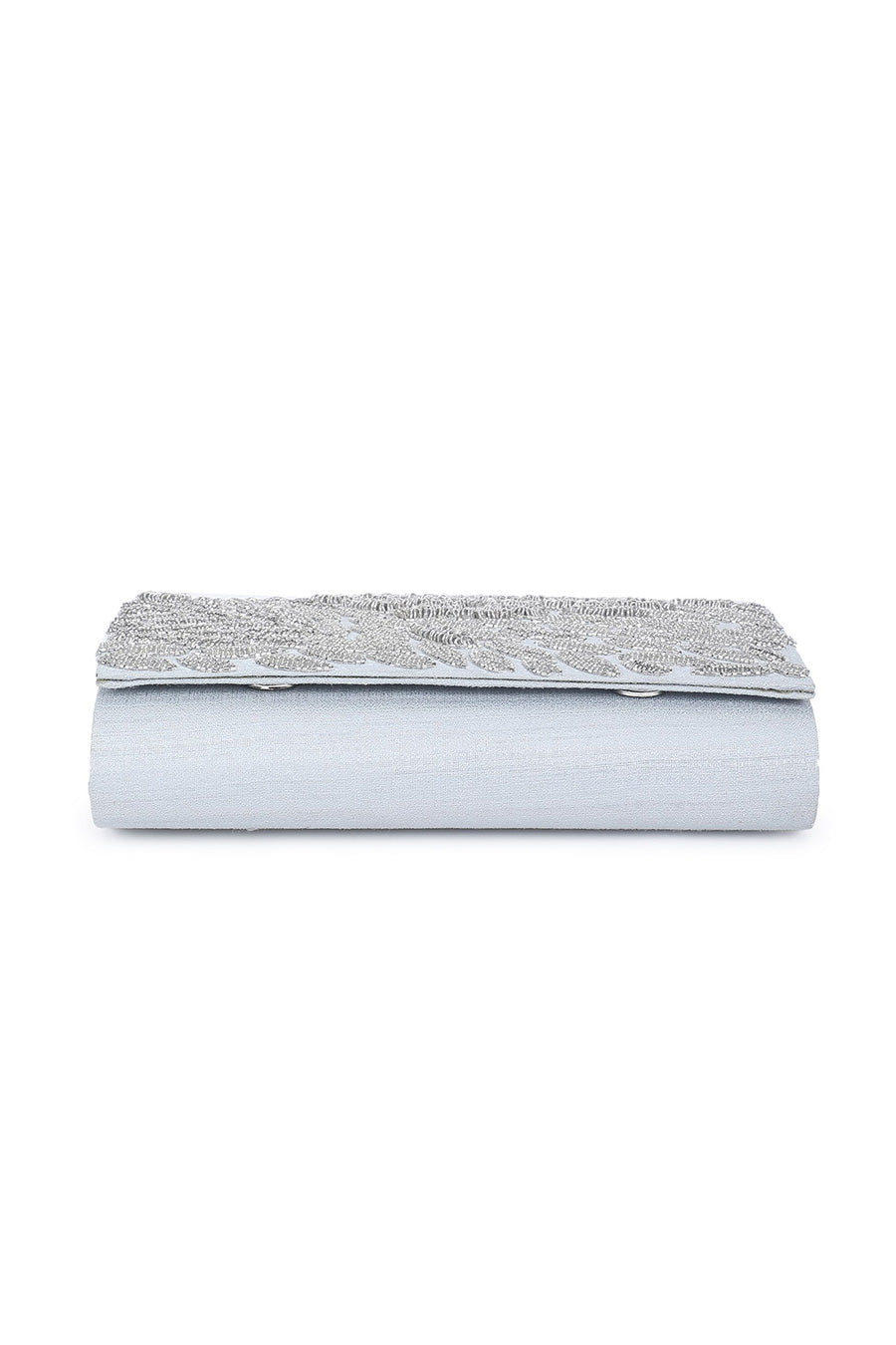 Silver Sizzle Hand-Embroidered Clutch