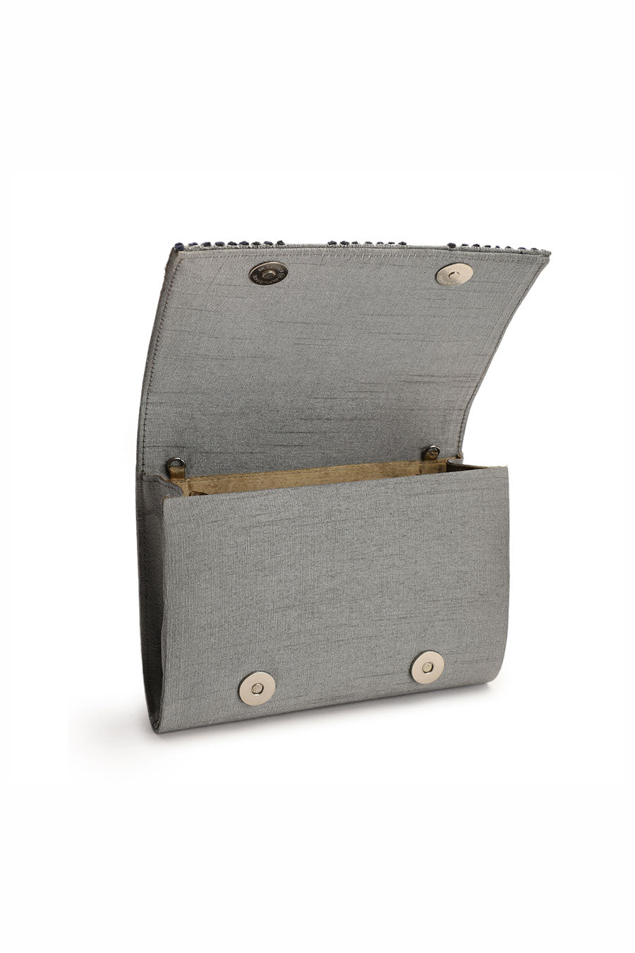 Grey Midnight Maze Hand-Embroidered Clutch