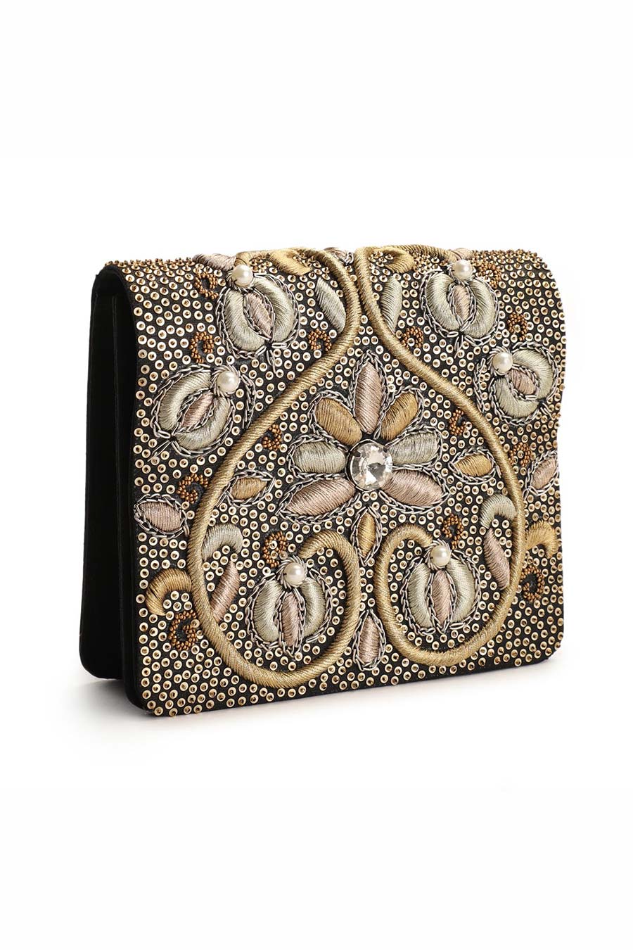 Black Divaa Hand-Embroidered Clutch
