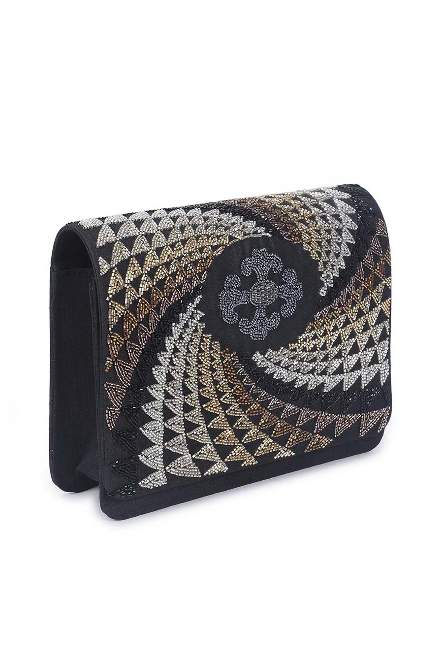 Black Illusion Hand-Embroidered Clutch