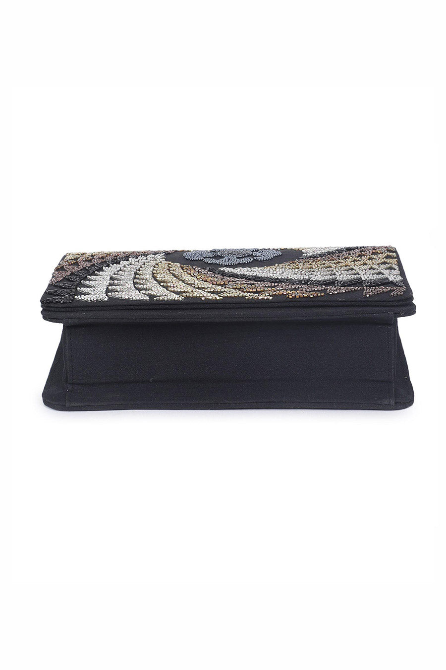 Black Illusion Hand-Embroidered Clutch