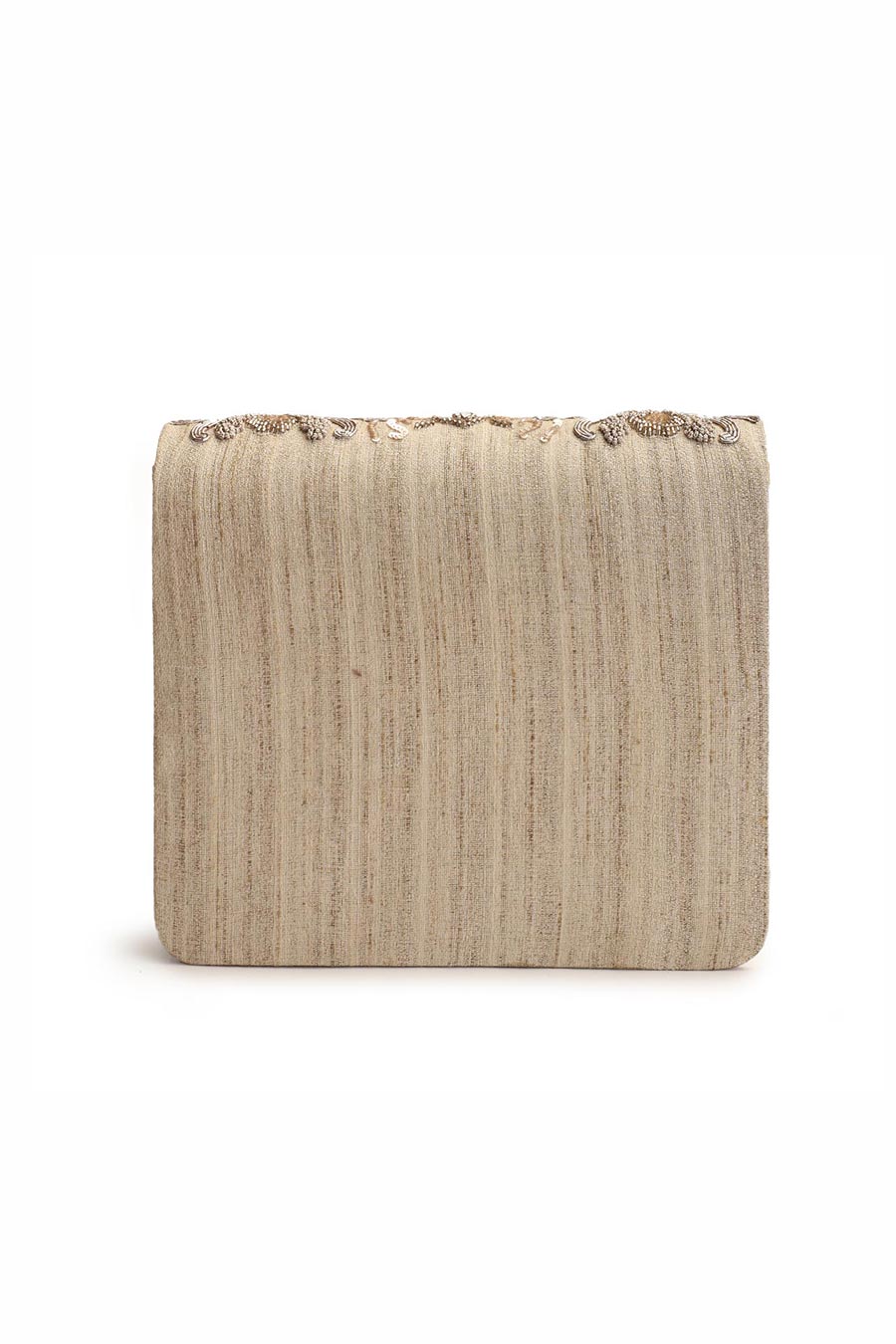 Beige Rosehara Hand-Embroidered Clutch