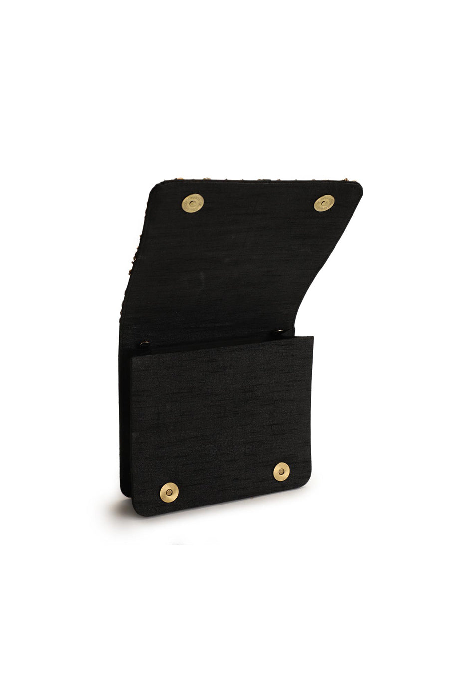 Black Sazee Hand-Embroidered Clutch