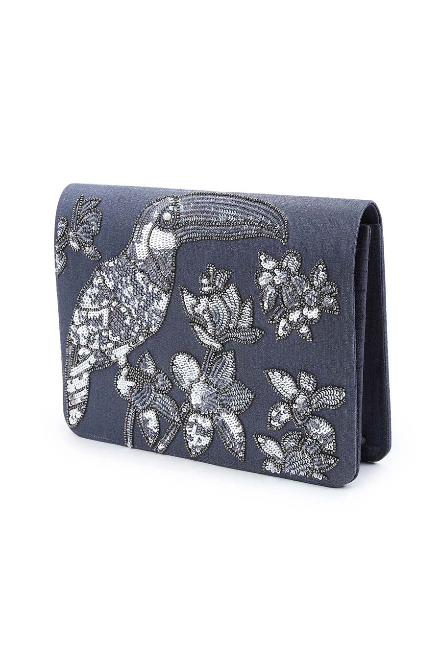 Grey Sequins Toucan Clutch