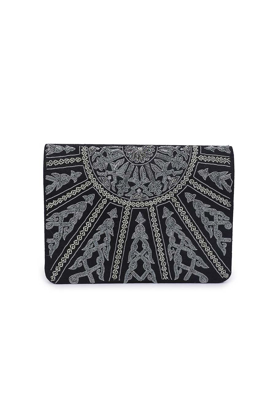 Black Sparkling Hand-Embroidered Clutch