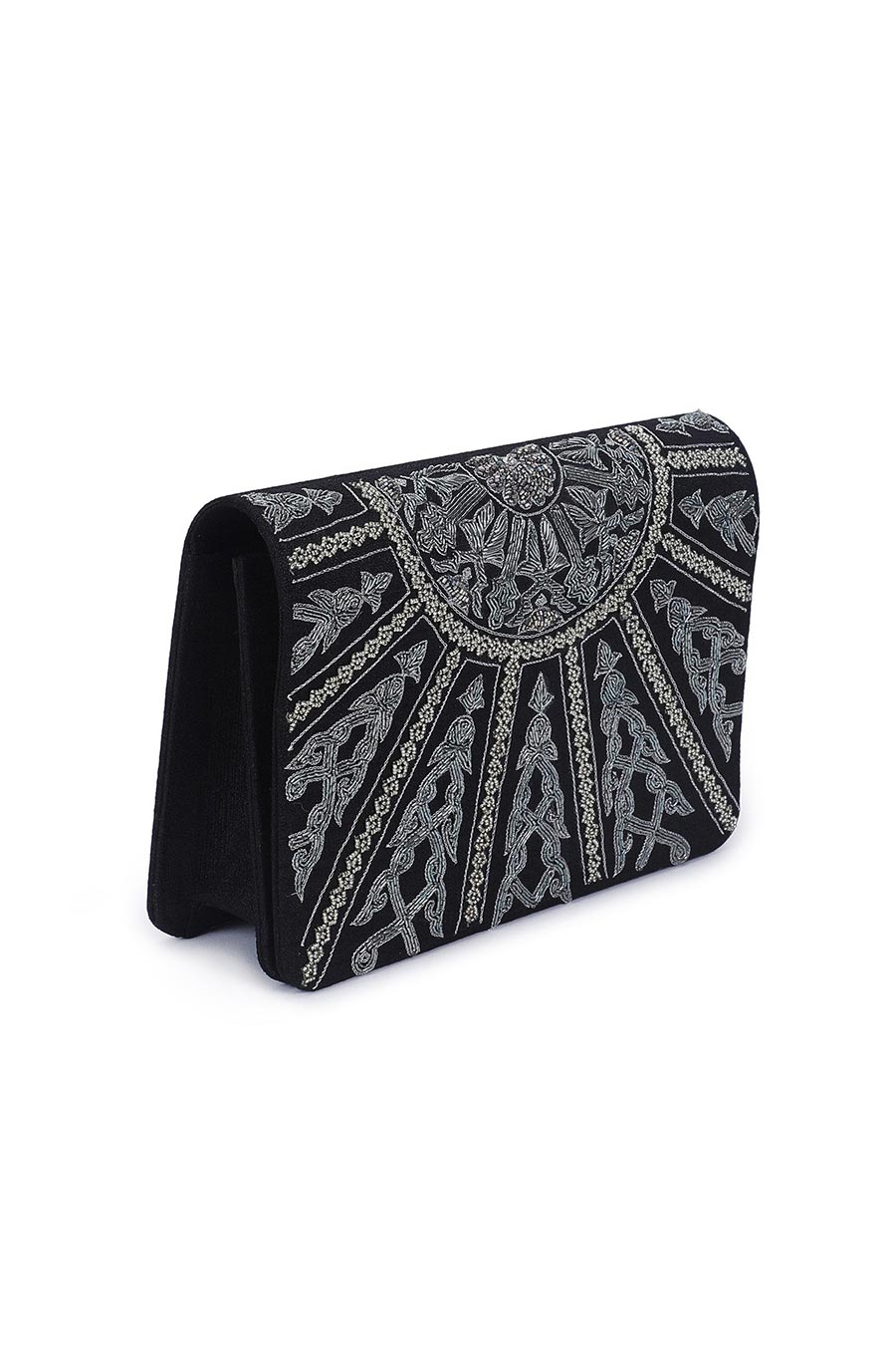 Black Sparkling Hand-Embroidered Clutch