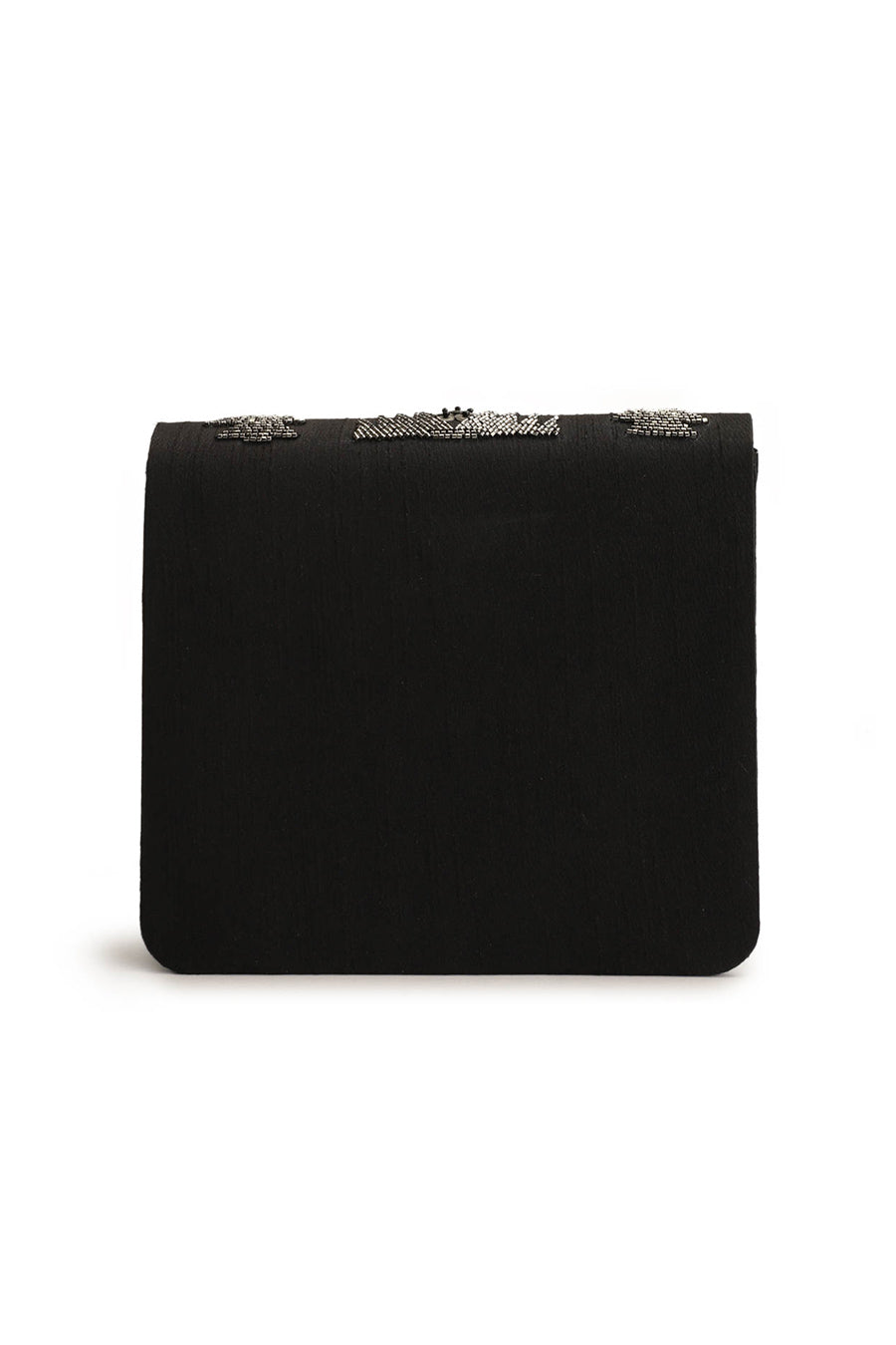 Black Zigzag Hand-Embroidered Clutch