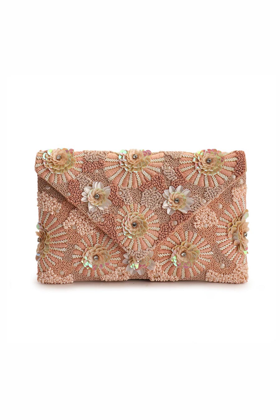 Peach Noon Hand-Embroidered Clutch