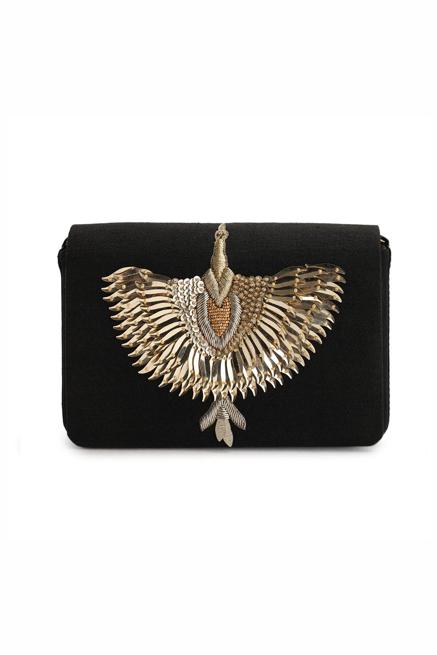 Black Hand-Embroidered Clutch